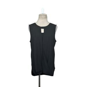 41 Hawthorn black sleeveless crossed front built in tank blouse size Medium